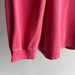 1990s Super Soft and Slouchy Faded Red to Salmon-ish Long Sleeve Cotton Shirt