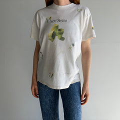 1990s Pots & Pansies Tattered, Torn, Worn, Split Collar and Stained Cotton T-Shirt