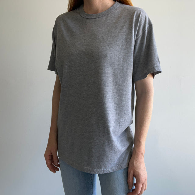 1980s Blank Gray Russell Rolled Neck Slouchy T-Shirt