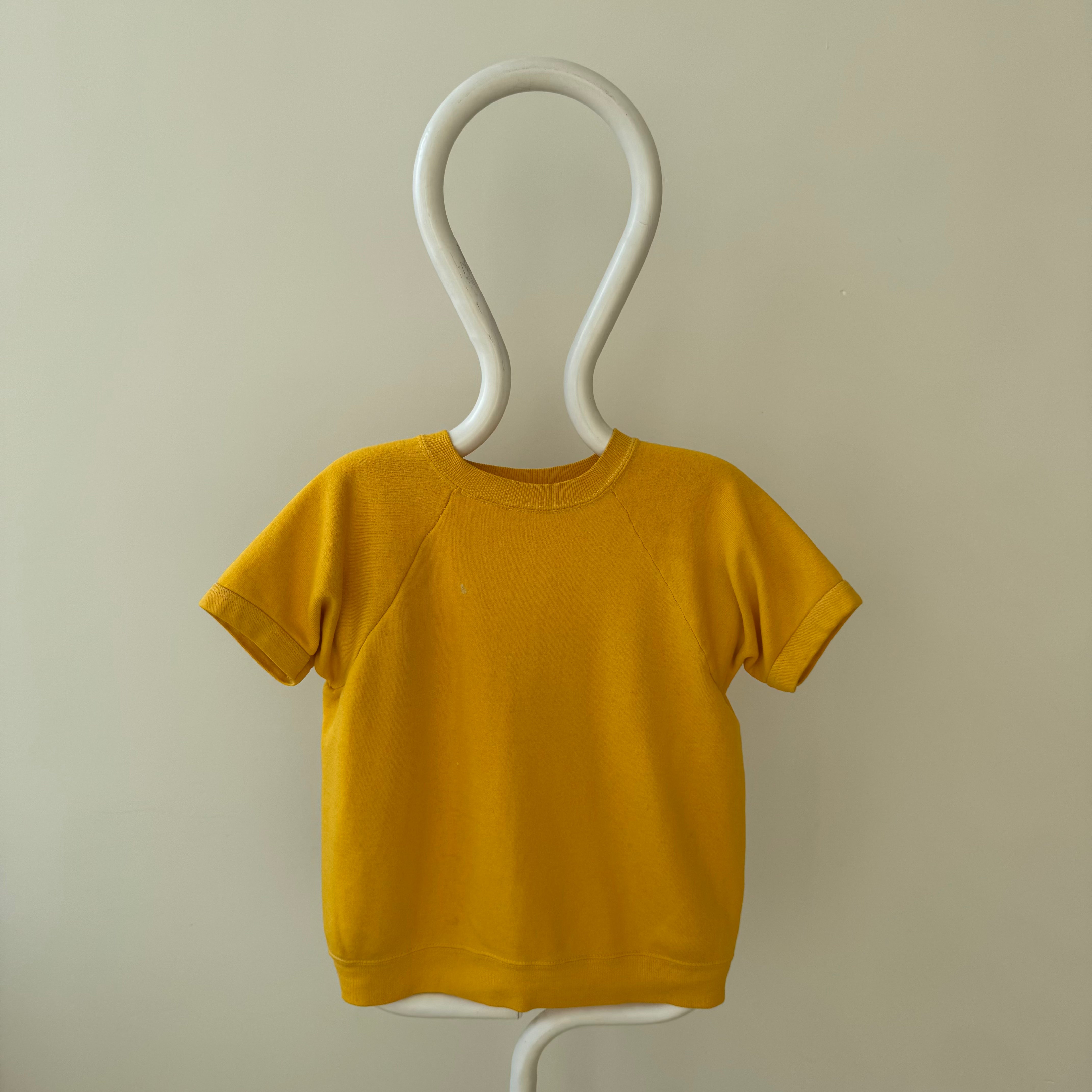 1970s Sunshine Marigold Yellow Soft and Cozy Warm Up Sweatshirt (Short Sleeve)