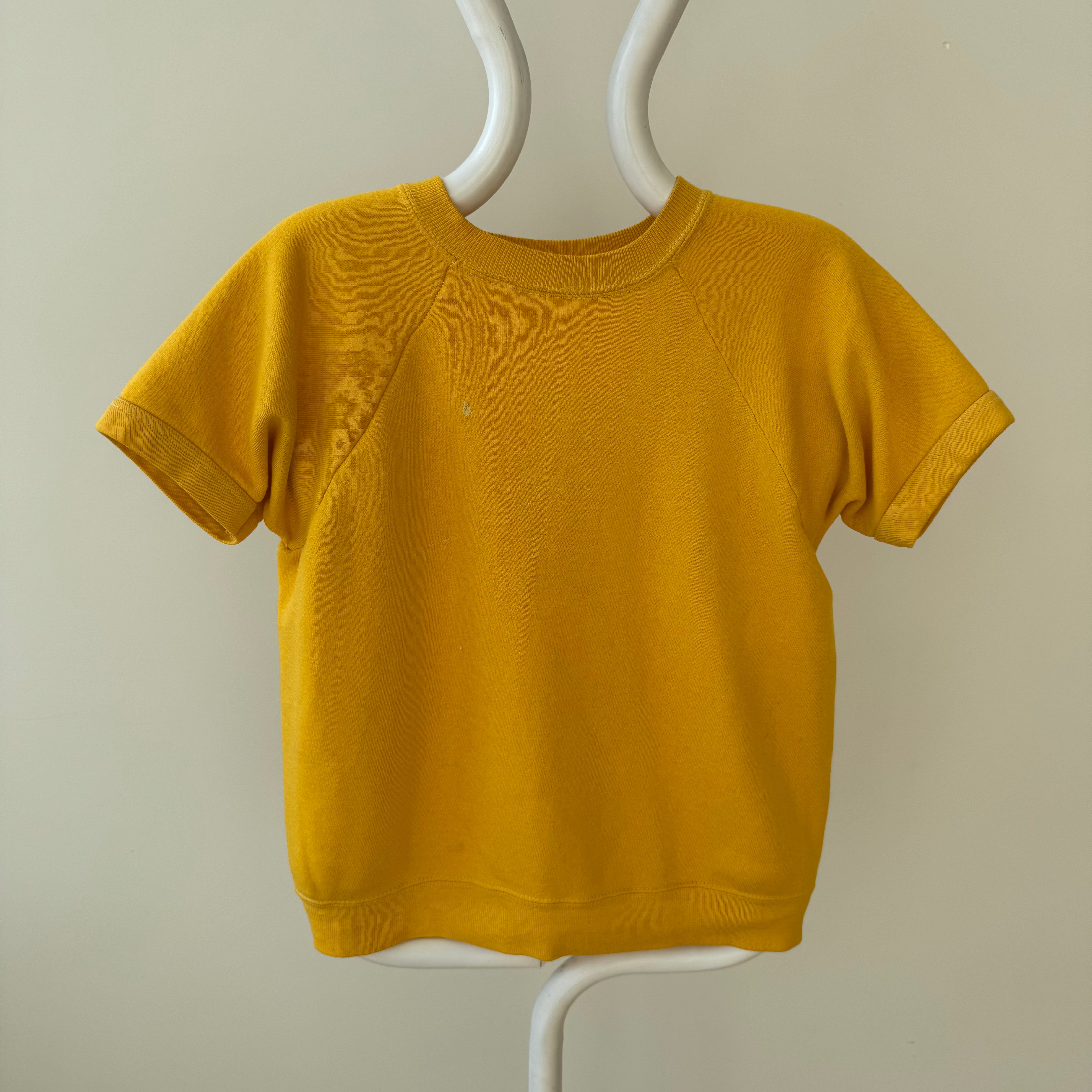 1970s Sunshine Marigold Yellow Soft and Cozy Warm Up Sweatshirt (Short Sleeve)