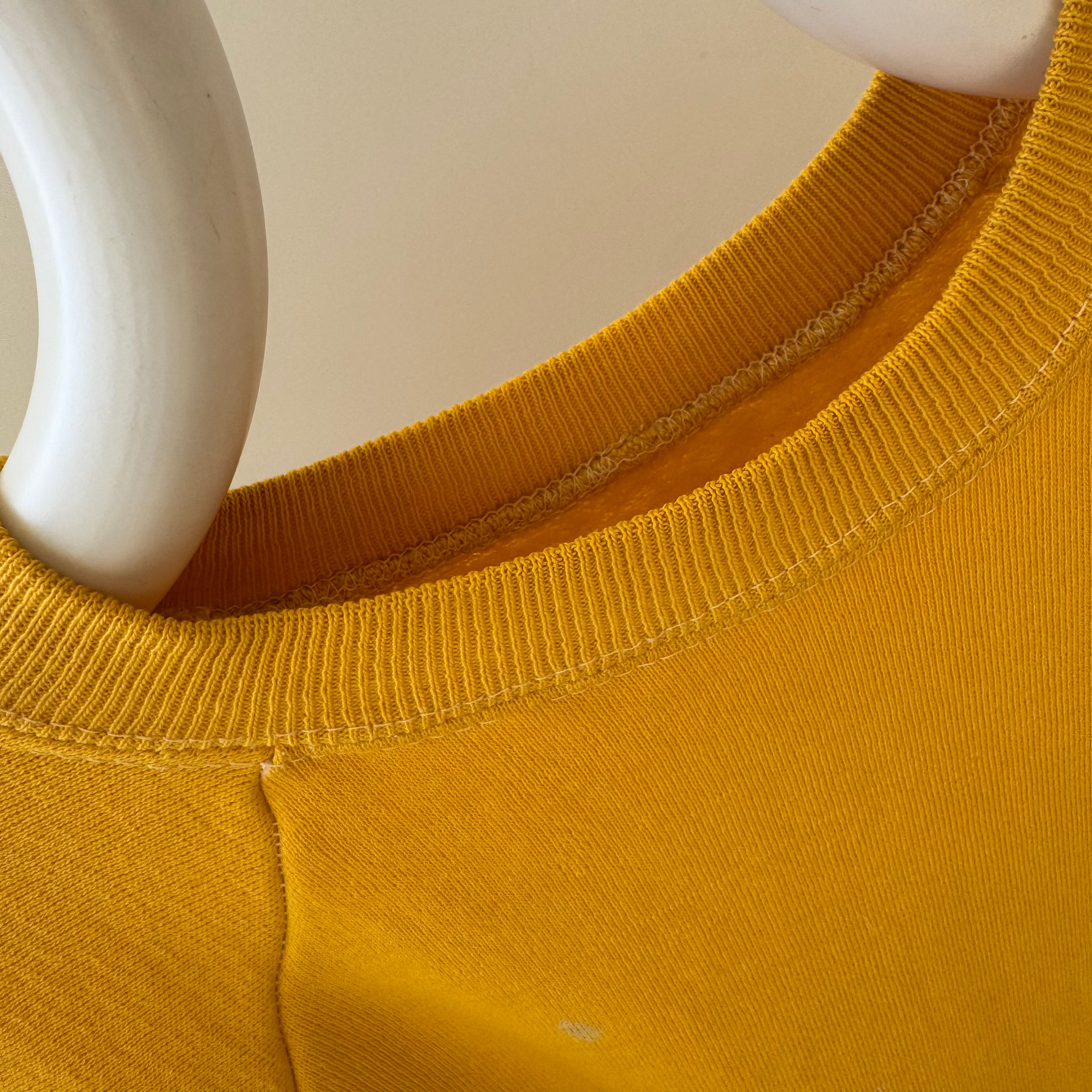 1970s Sunshine Marigold Yellow Soft and Cozy Warm Up Sweatshirt (Short Sleeve)