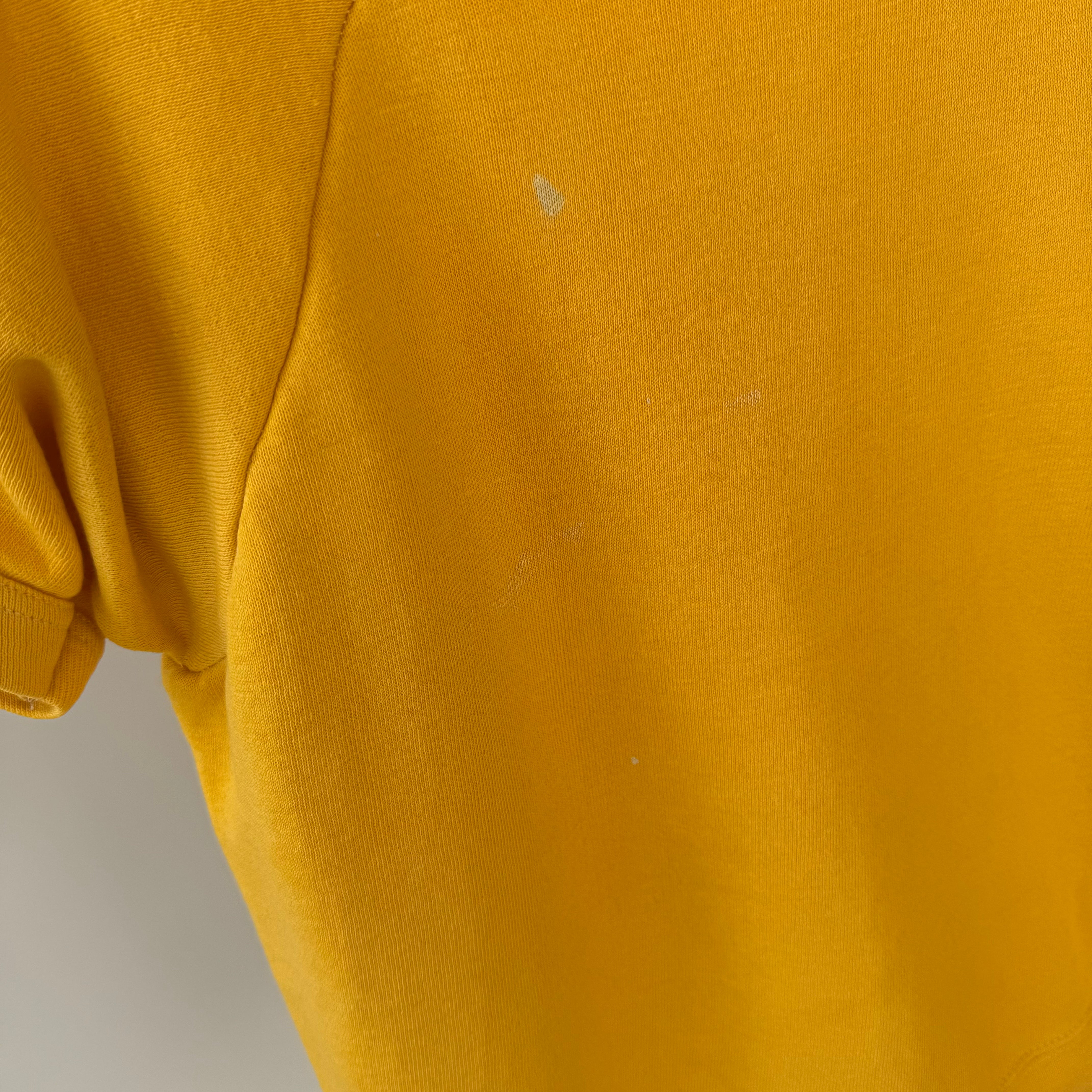 1970s Sunshine Marigold Yellow Soft and Cozy Warm Up Sweatshirt (Short Sleeve)