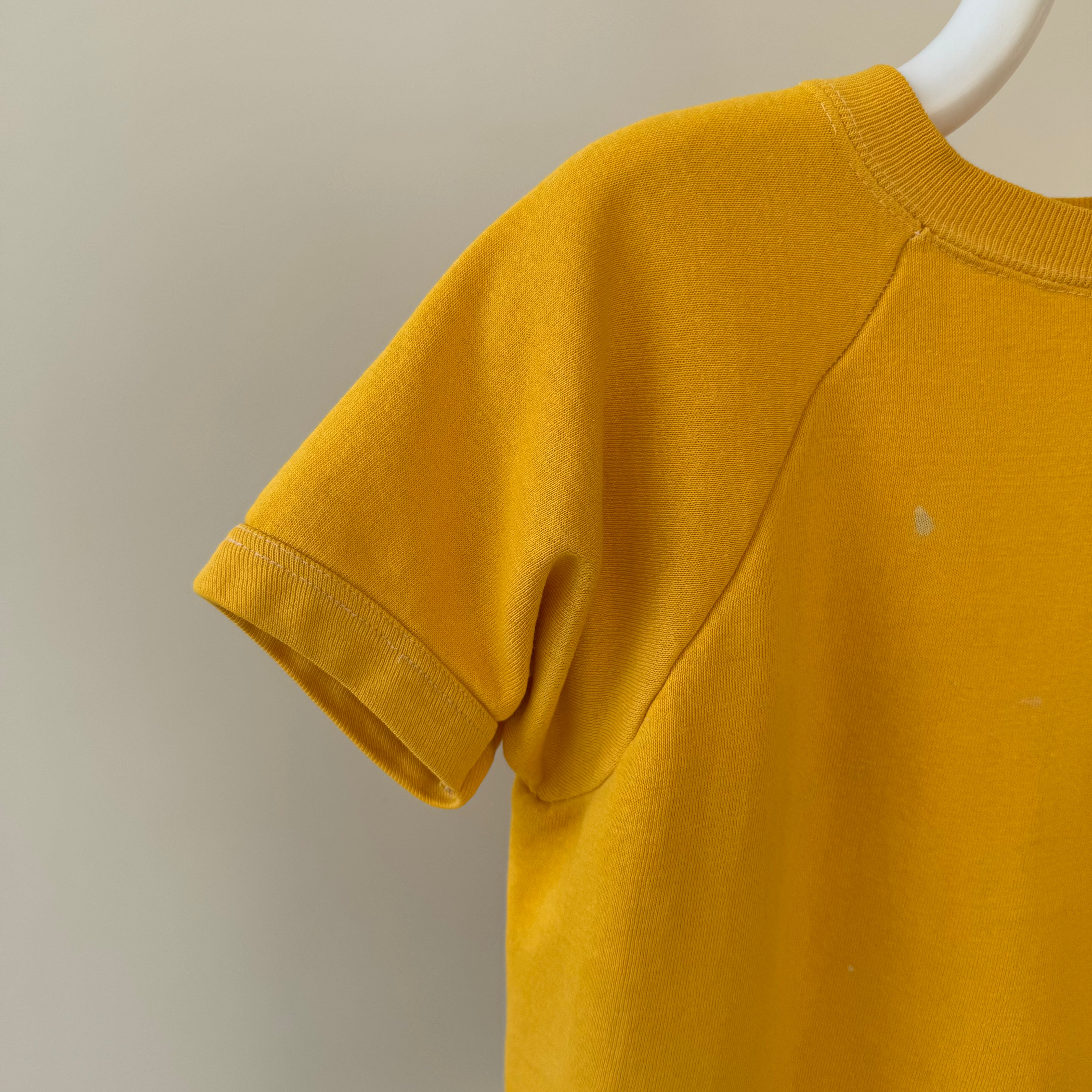 1970s Sunshine Marigold Yellow Soft and Cozy Warm Up Sweatshirt (Short Sleeve)