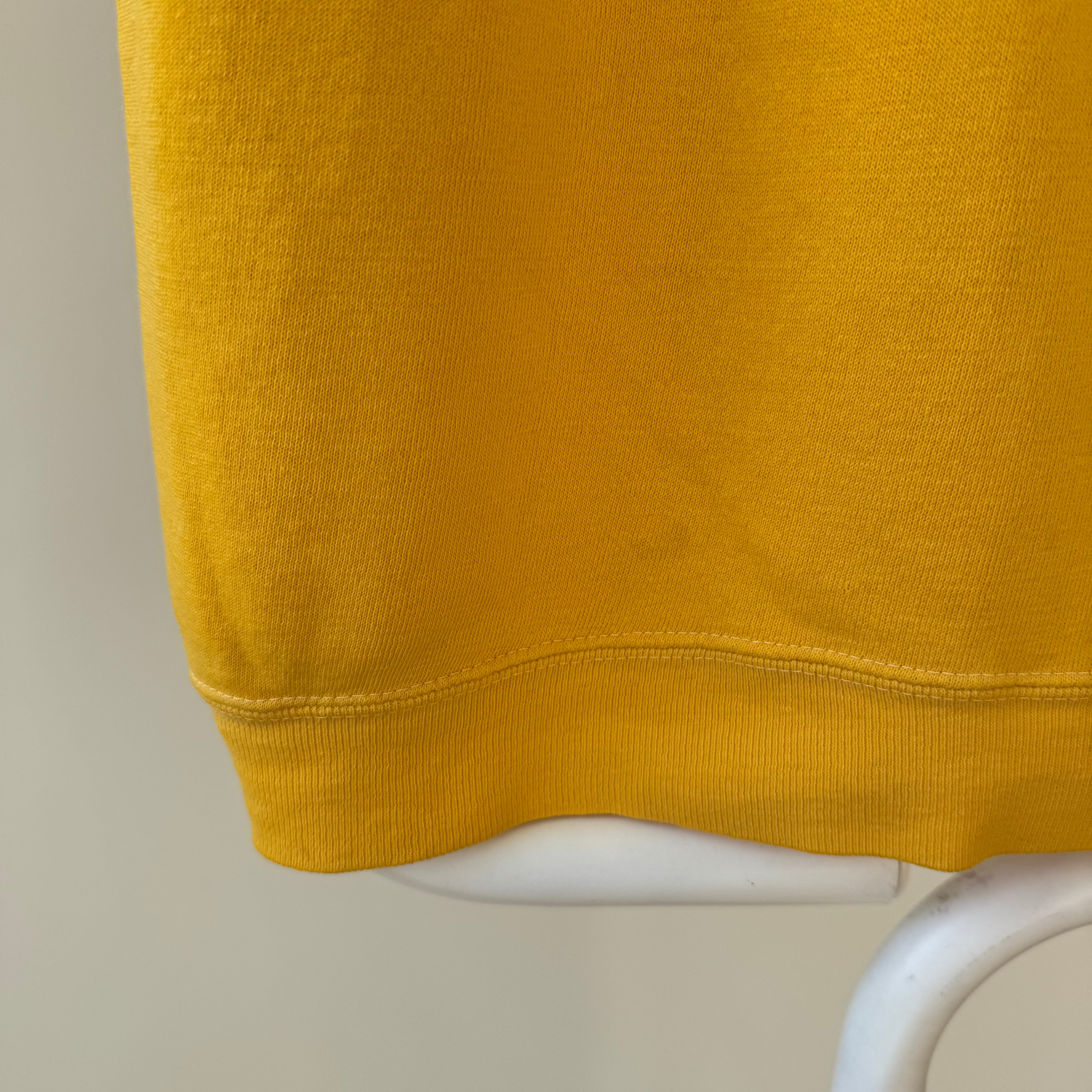 1970s Sunshine Marigold Yellow Soft and Cozy Warm Up Sweatshirt (Short Sleeve)