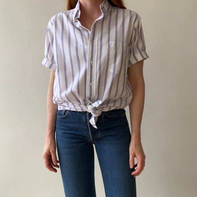 1980s "Lee" Striped Short Sleeve Button Up