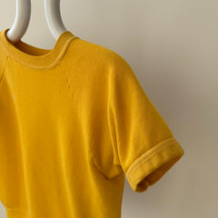 1970s Sunshine Marigold Yellow Soft and Cozy Warm Up Sweatshirt (Short Sleeve)