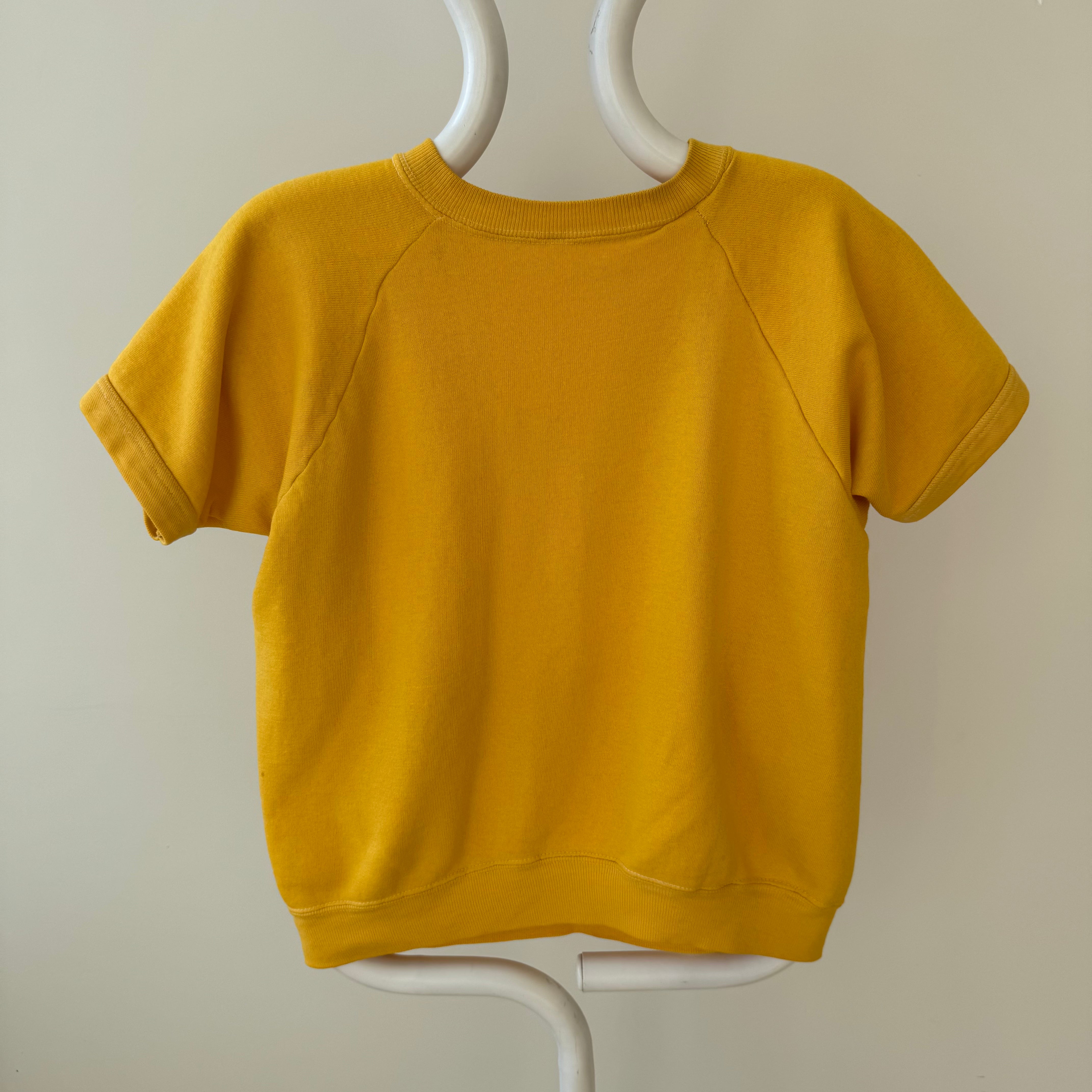 1970s Sunshine Marigold Yellow Soft and Cozy Warm Up Sweatshirt (Short Sleeve)