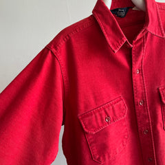 1980s USA Made Woolrich Beautiful Red Moleskin/Chamois Feel Cotton Flannel