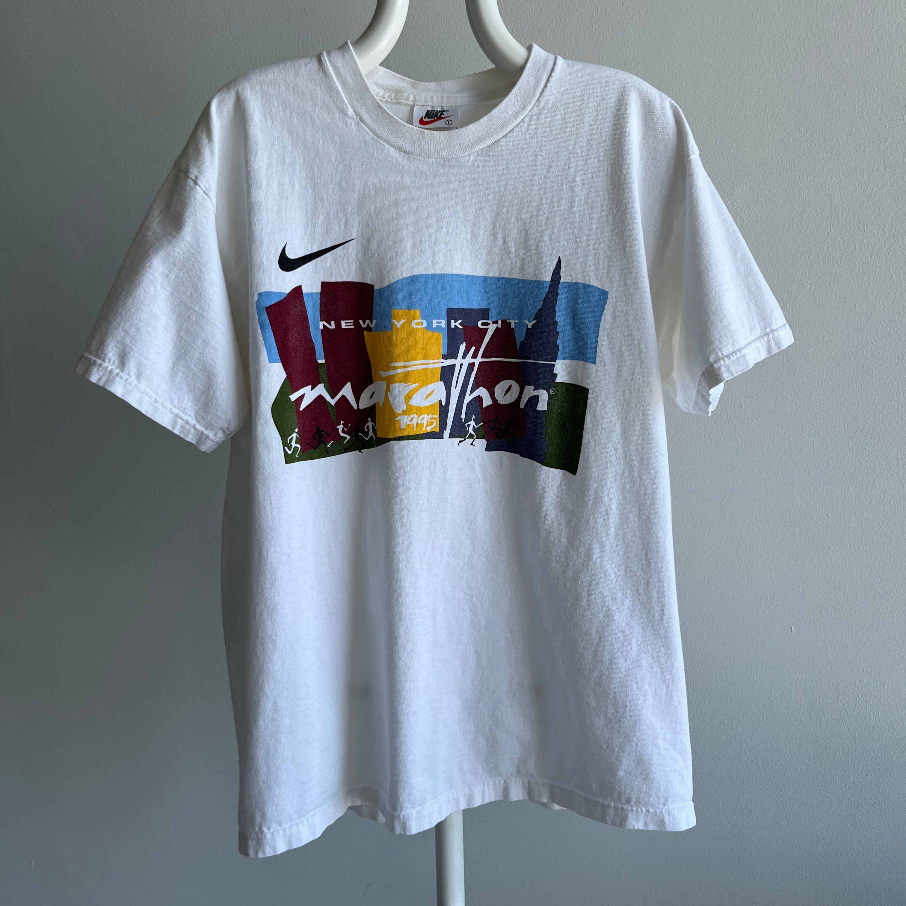 1995 USA Nike Brand NYC Marathon Front and Back T-Shirt