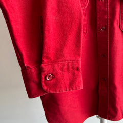 1980s USA Made Woolrich Beautiful Red Moleskin/Chamois Feel Cotton Flannel