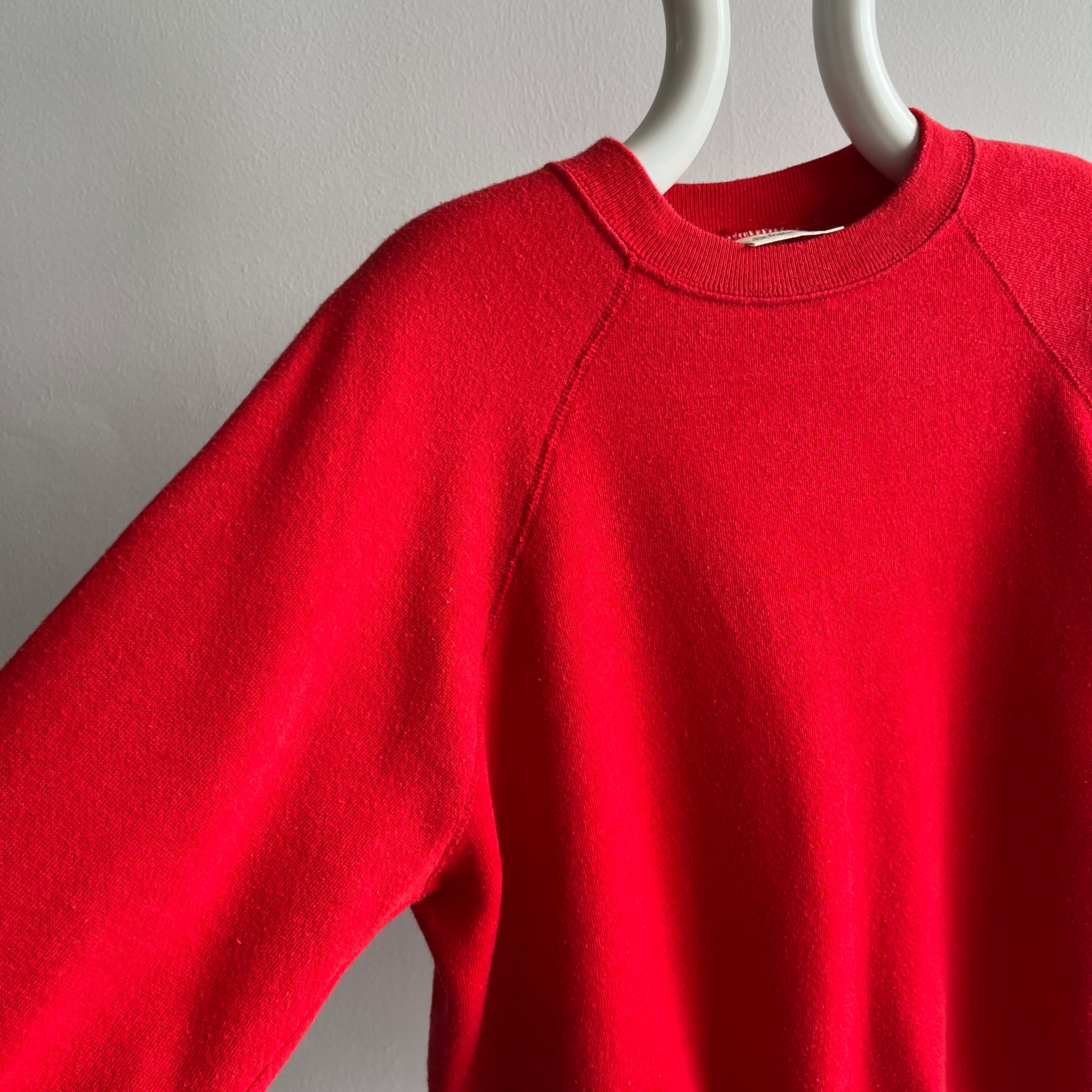 1980s Absolutely Lovely Blank Nail Polish Red Raglan Sweatshirt by St. John Bay - SWOON