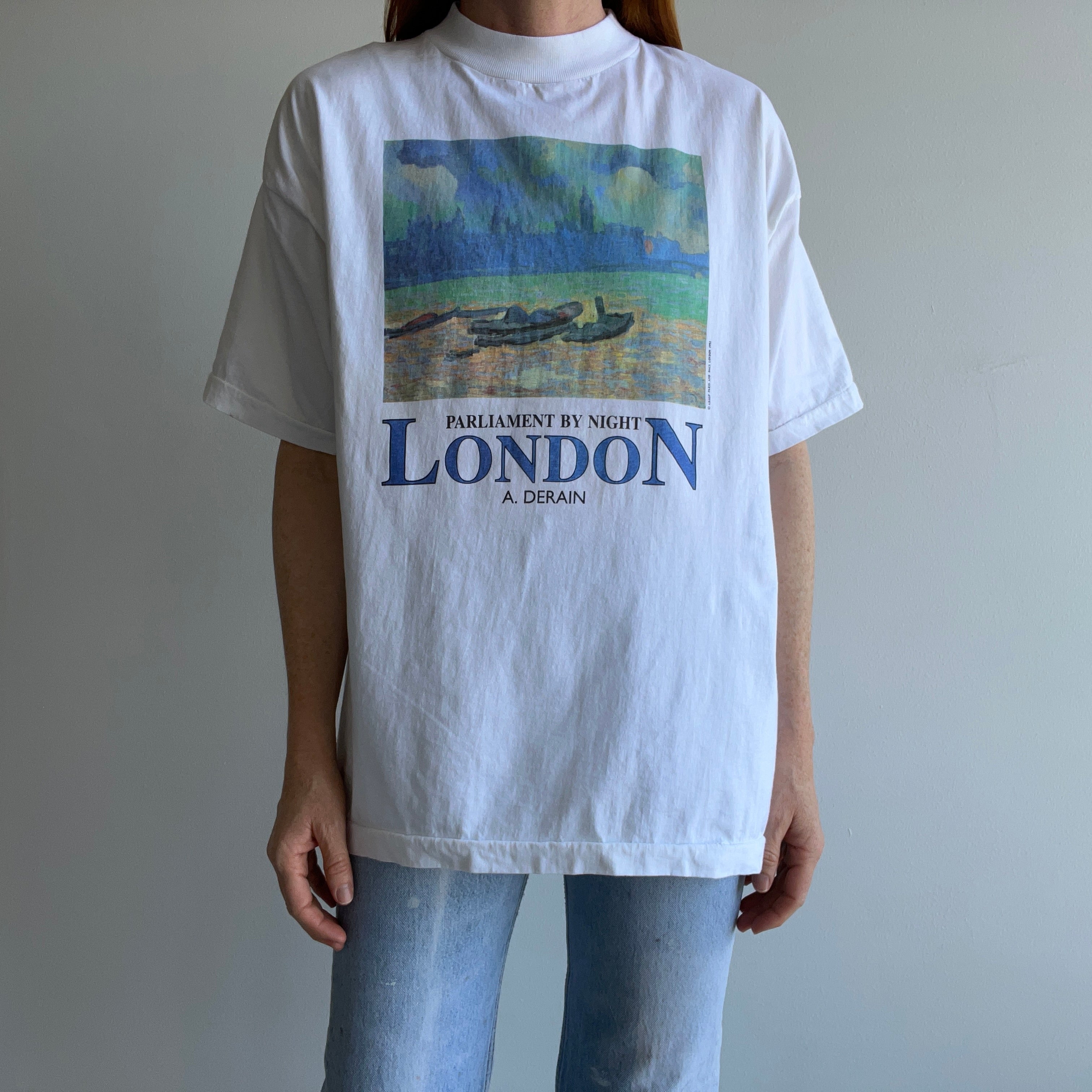 1992 Parliament by Night LONDON - impressionist cotton t-shirt