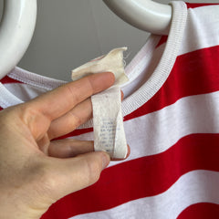 1980s Red and White Striped Thin Muscle Cut Shirt