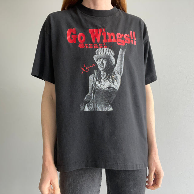 1990/2000s Xena "Go Wings, BREAST Wishes" T-Shirt - Red Wings?