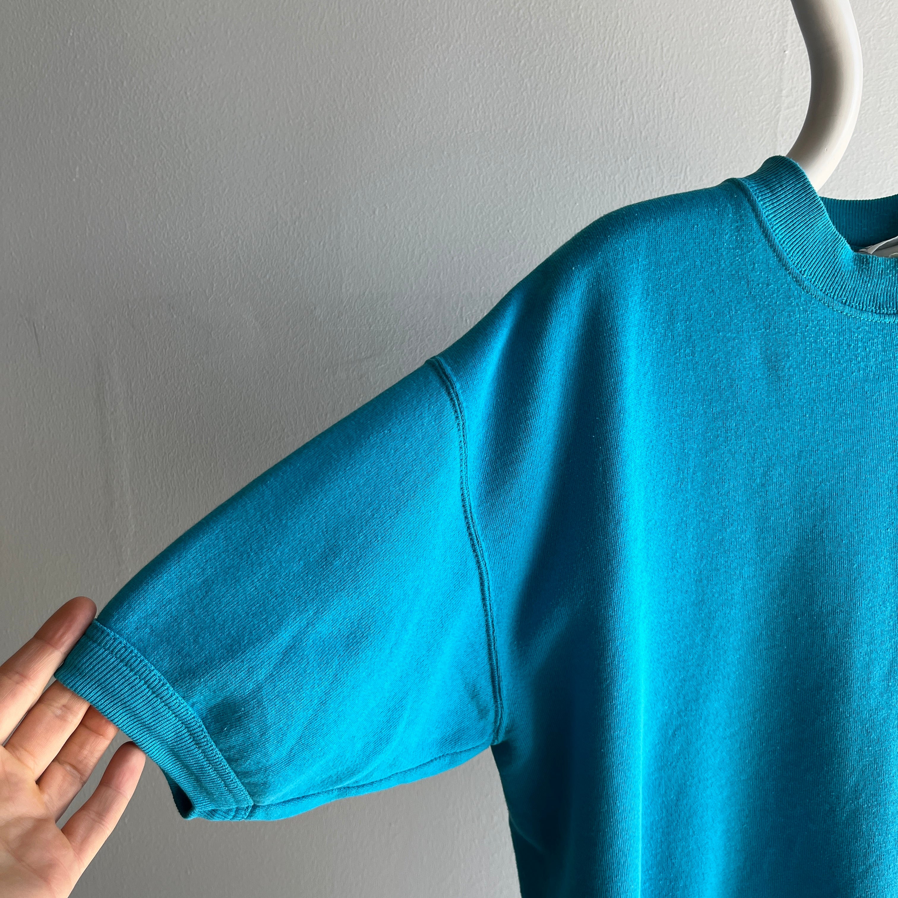 1990s Barely Worn Bright Blue Warm Up Sweatshirt
