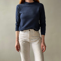 1980s Tattered Torn and Worn Navy Wrangler Sweatshirt - DCQL