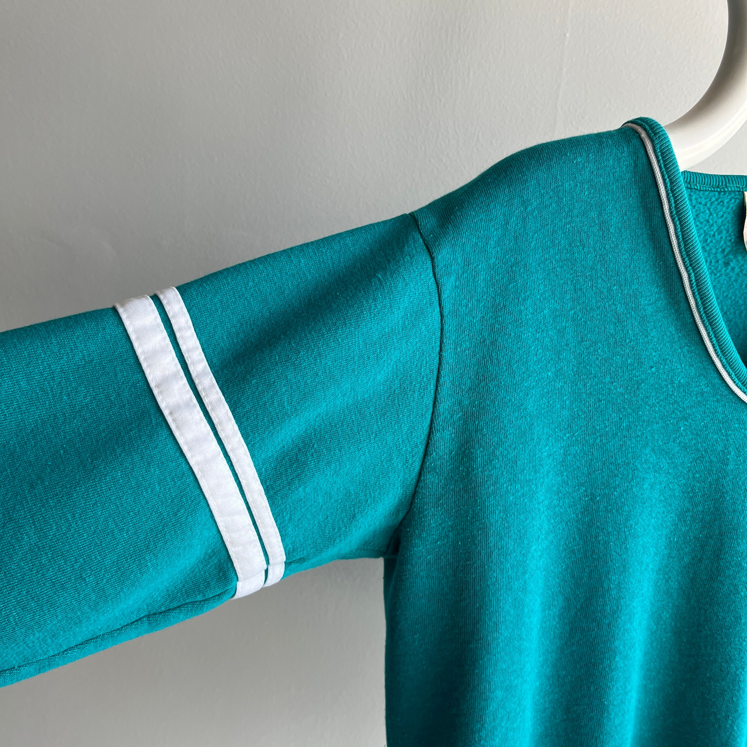 1980s Bassett Walker Super Soft and Luxurious V Neck Double Stripe Sweatshirt