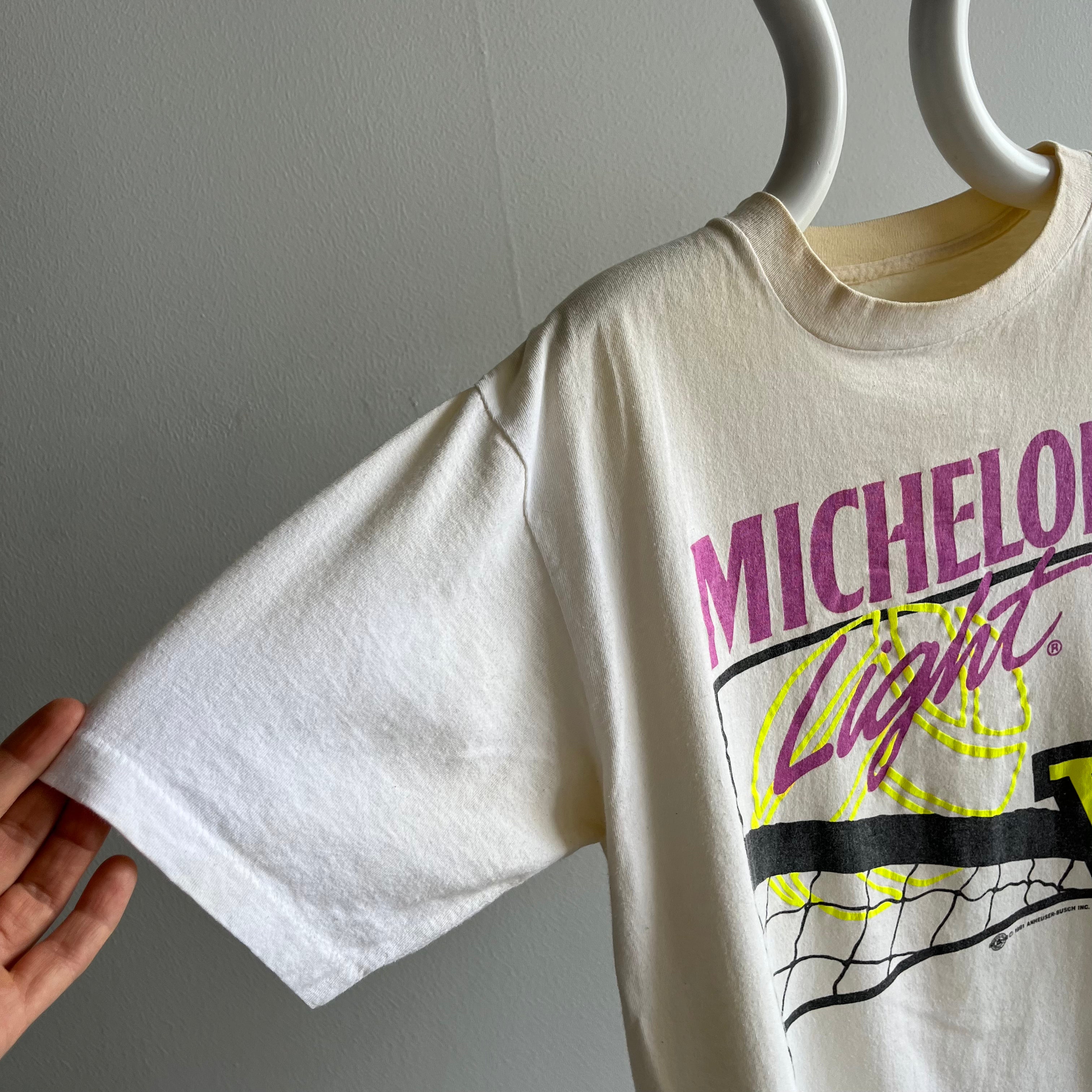 1991 Michelob Light Epically Aged Stained Cotton T-Shirt