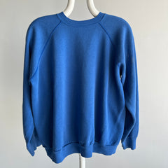 1980s Blank Blue Raglan - Soft and Wonderful