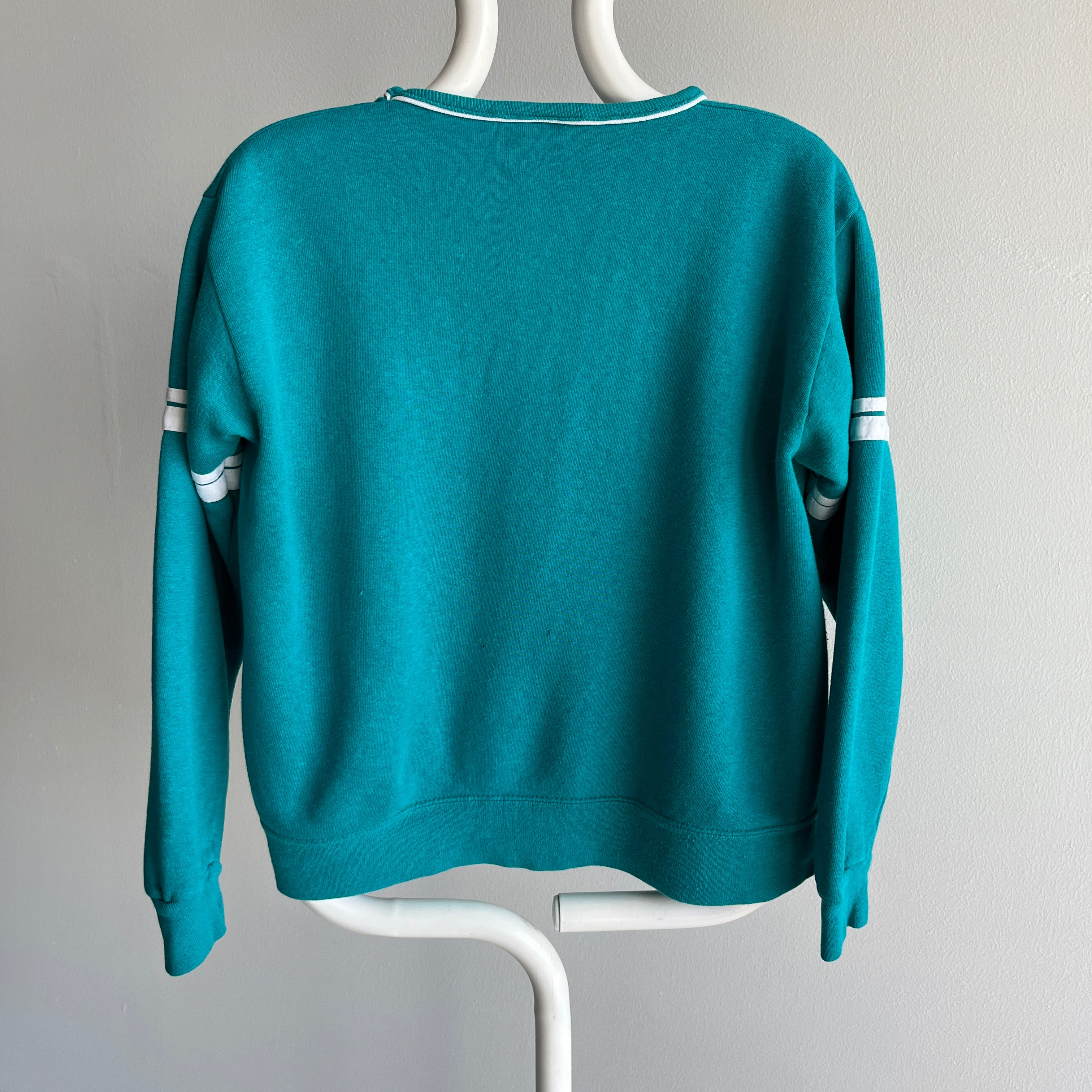 1980s Bassett Walker Super Soft and Luxurious V Neck Double Stripe Sweatshirt