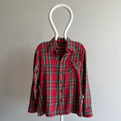 1970s Ultra Soft Red Plaid Cotton Flannel by Van Heusen Sportswear