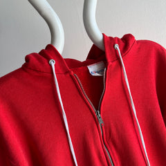 1980s Blank Lipstick Red Zip Up Hoodie - Swoooon