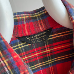 1970s Ultra Soft Red Plaid Cotton Flannel by Van Heusen Sportswear