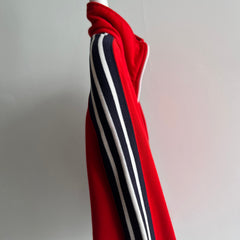 1970s Red Side Striped Zip Up Sweatshirt/Tracksuit Jacket