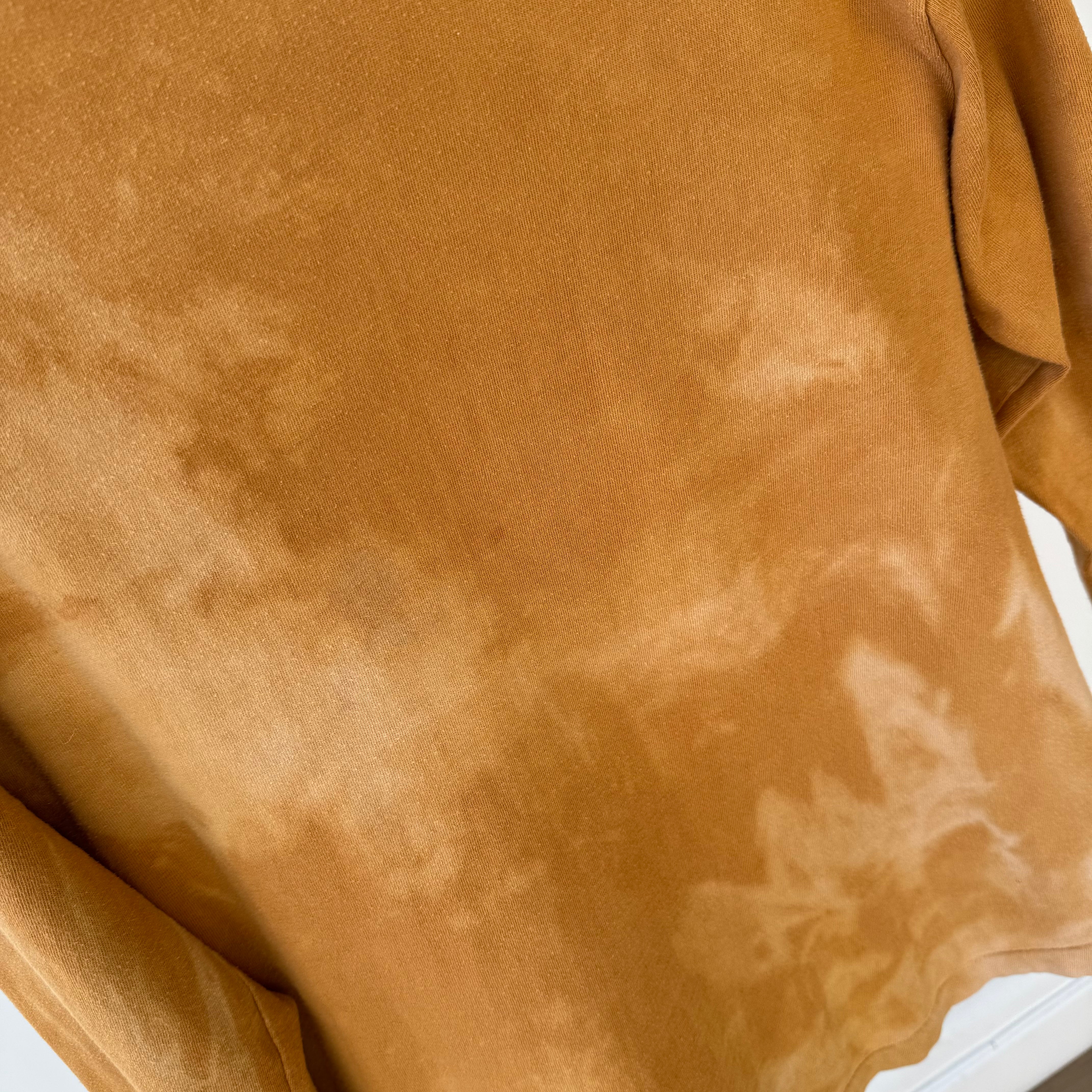 1970/80s Really Awesome Sun? Bleached Bronzey-Mustard Cotton Turtle Neck with Wear