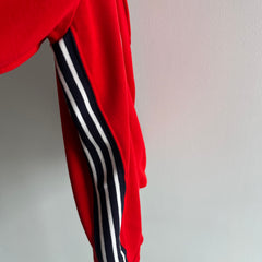 1970s Red Side Striped Zip Up Sweatshirt/Tracksuit Jacket