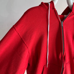 1980s Blank Lipstick Red Zip Up Hoodie - Swoooon