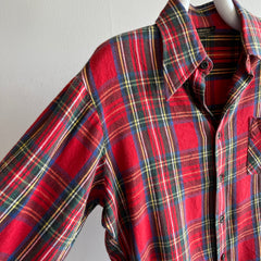 1970s Ultra Soft Red Plaid Cotton Flannel by Van Heusen Sportswear