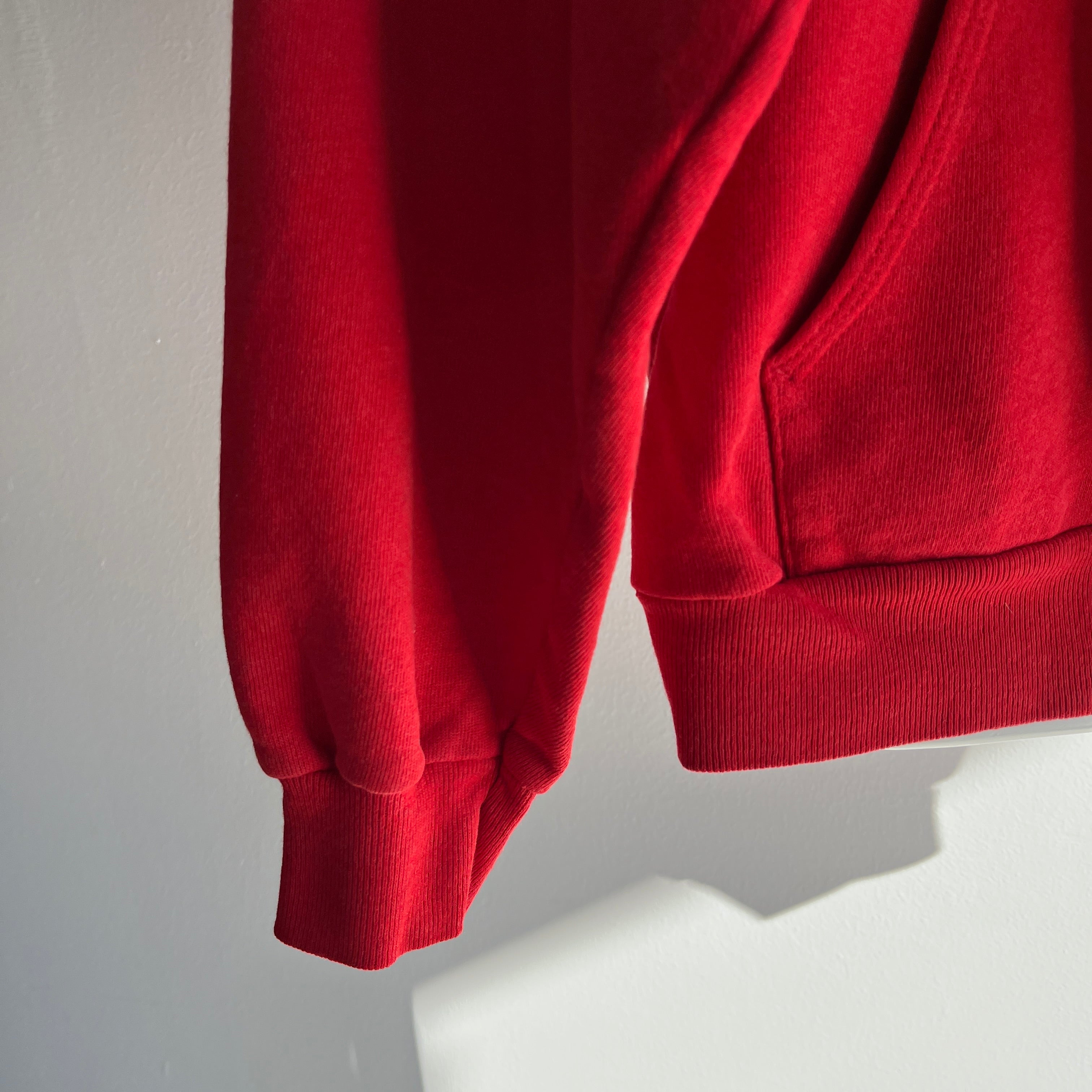 1980s Blank Lipstick Red Zip Up Hoodie - Swoooon