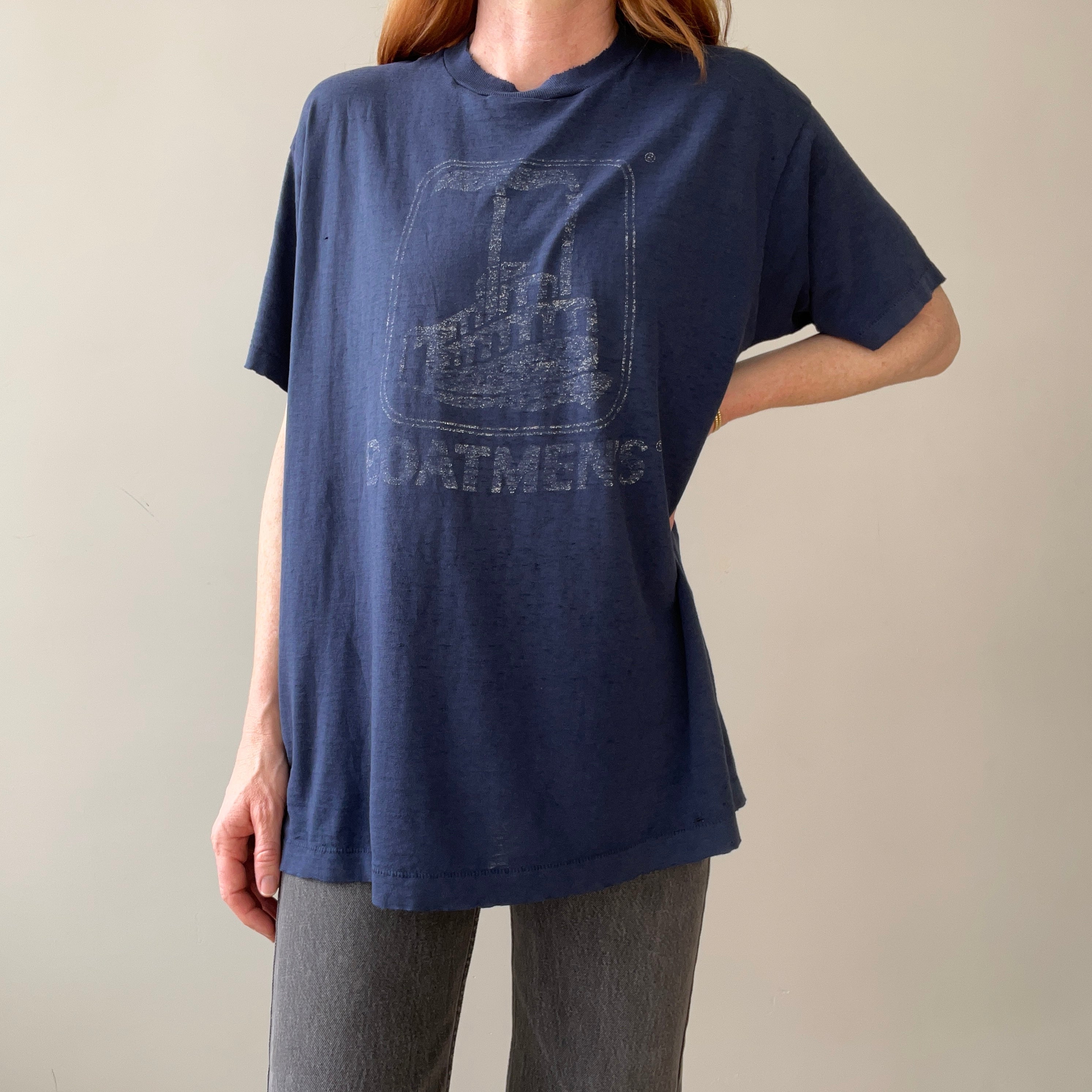 1980s Thrashed Navy Boatmen's T Shirt