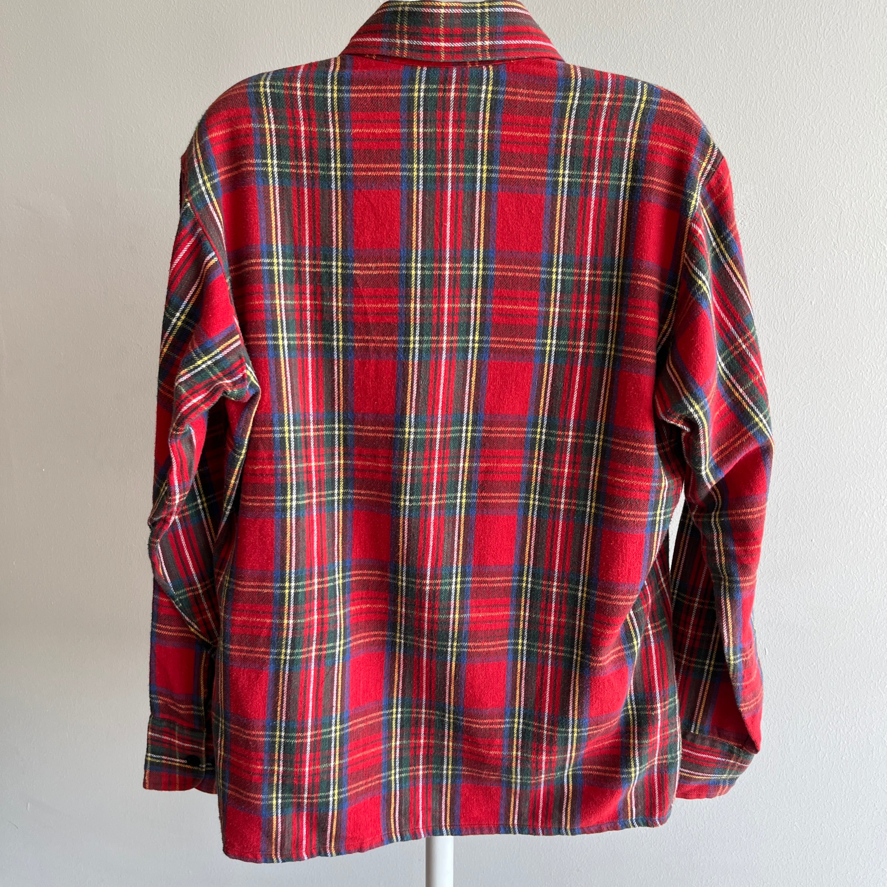1970s Ultra Soft Red Plaid Cotton Flannel by Van Heusen Sportswear
