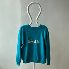 1980s DIY Needlepoint (?) Goose (?) Sweatshirt