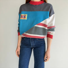 1980/90s Really Random Color Block Sweatshirt with a Fuzzy 