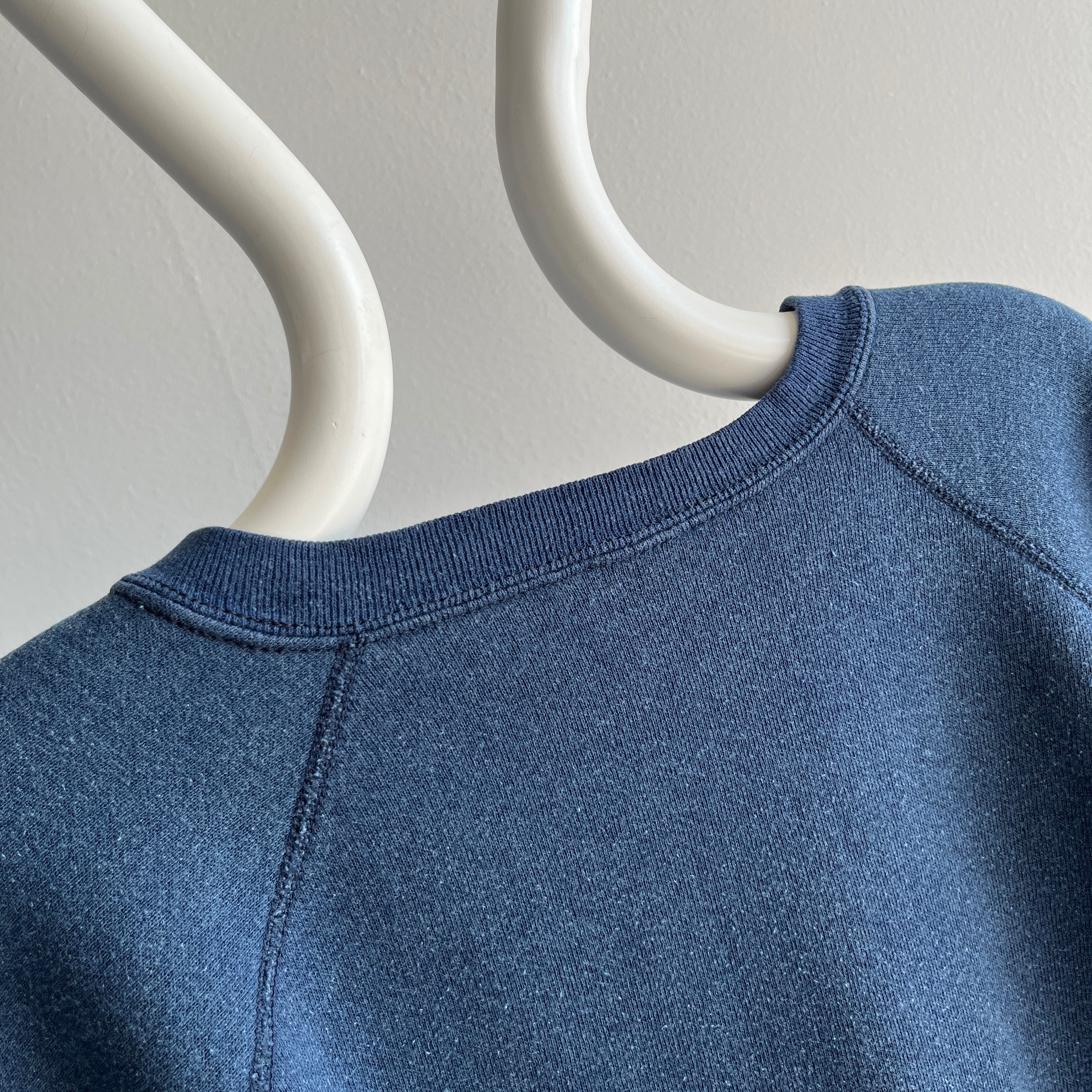 1970s Luxurious Blank Navy Sweatshirt - Did I Mention Luxury?