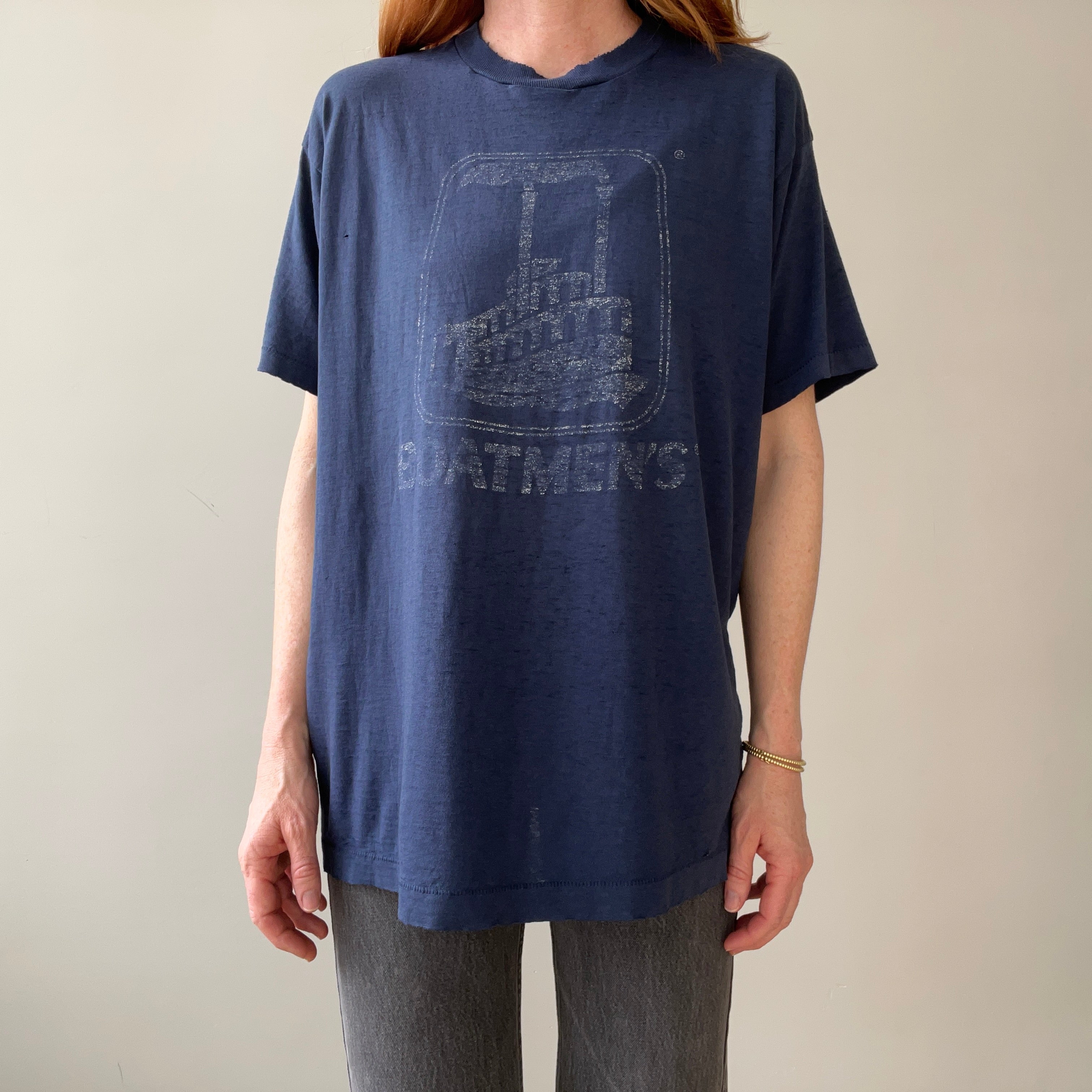 1980s Thrashed Navy Boatmen's T Shirt