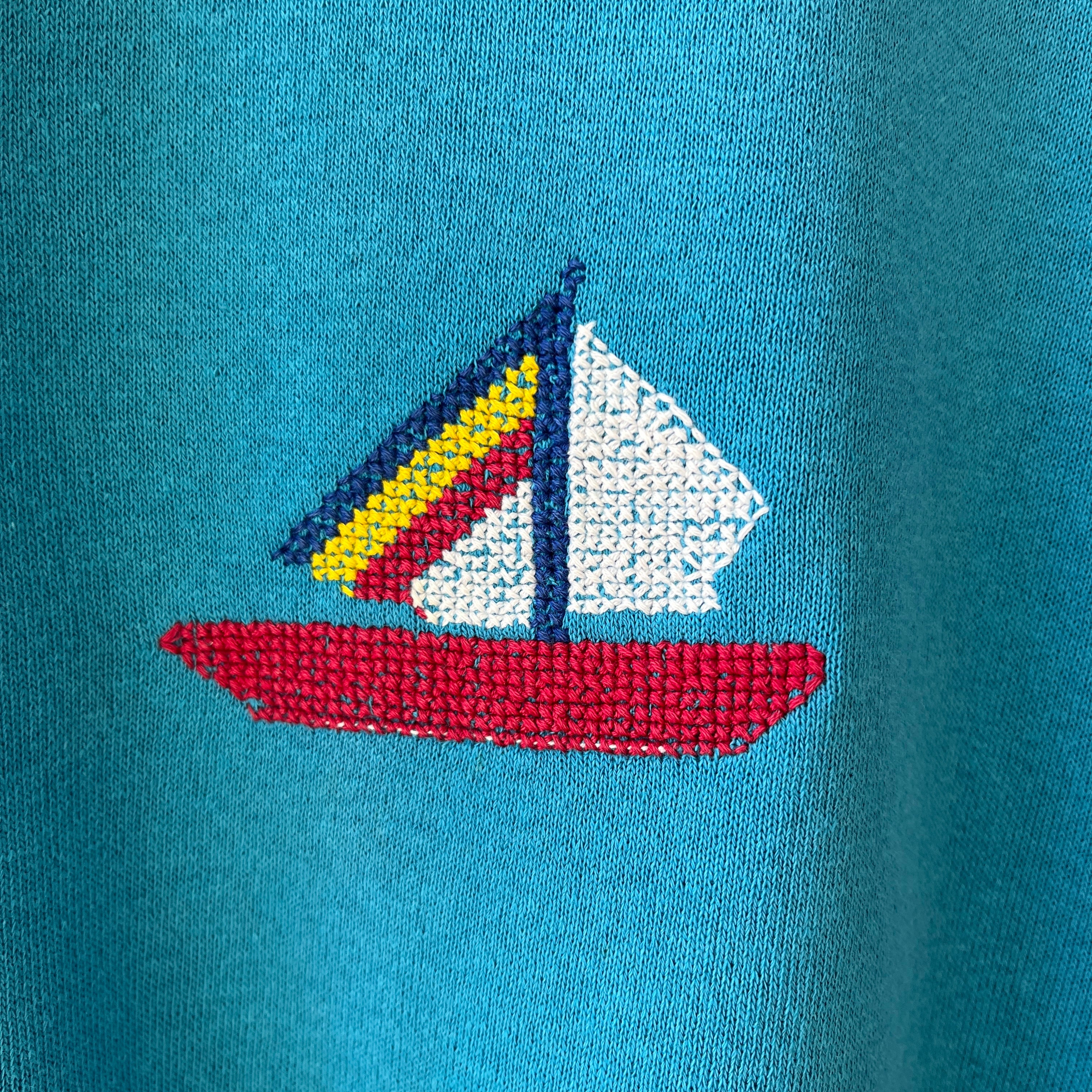 1980s Embroidered Sailboat Sweatshirt