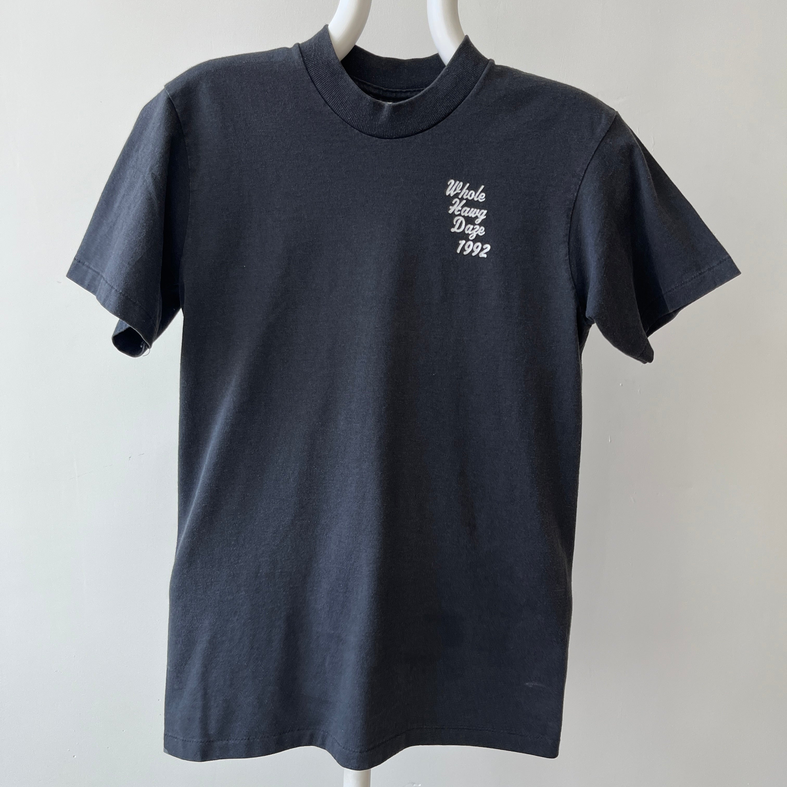 1992 Whole Hawg Daze Motorcycle T-Shirt - WOAH the backside