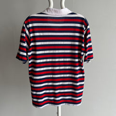 1970/80s Red, White and Blue Striped Polo Shirt