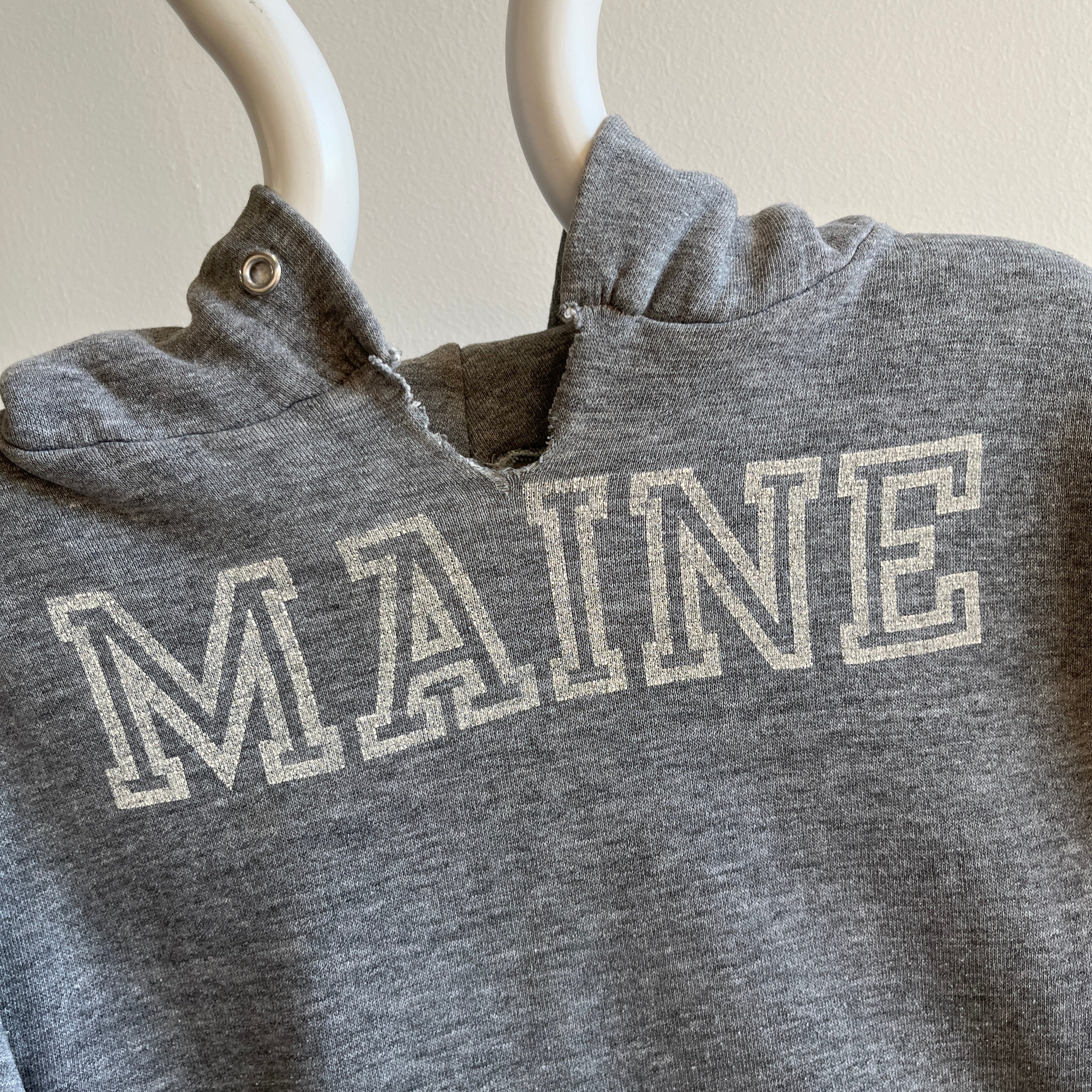 1970/80s Maine Cut Neck Hoodie - Smaller