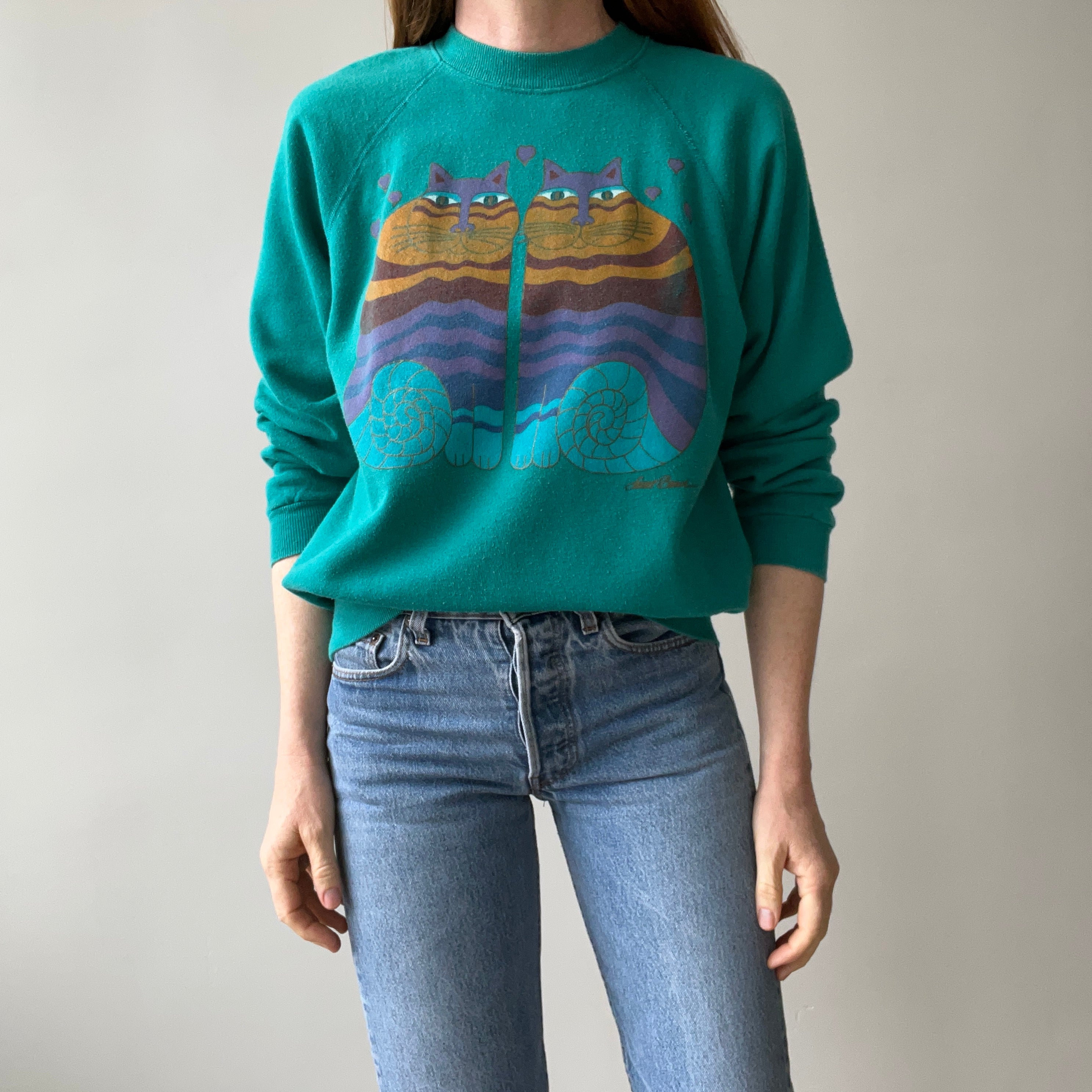 1980s Laurel Burch !!!! Twin Cats Sweatshirt