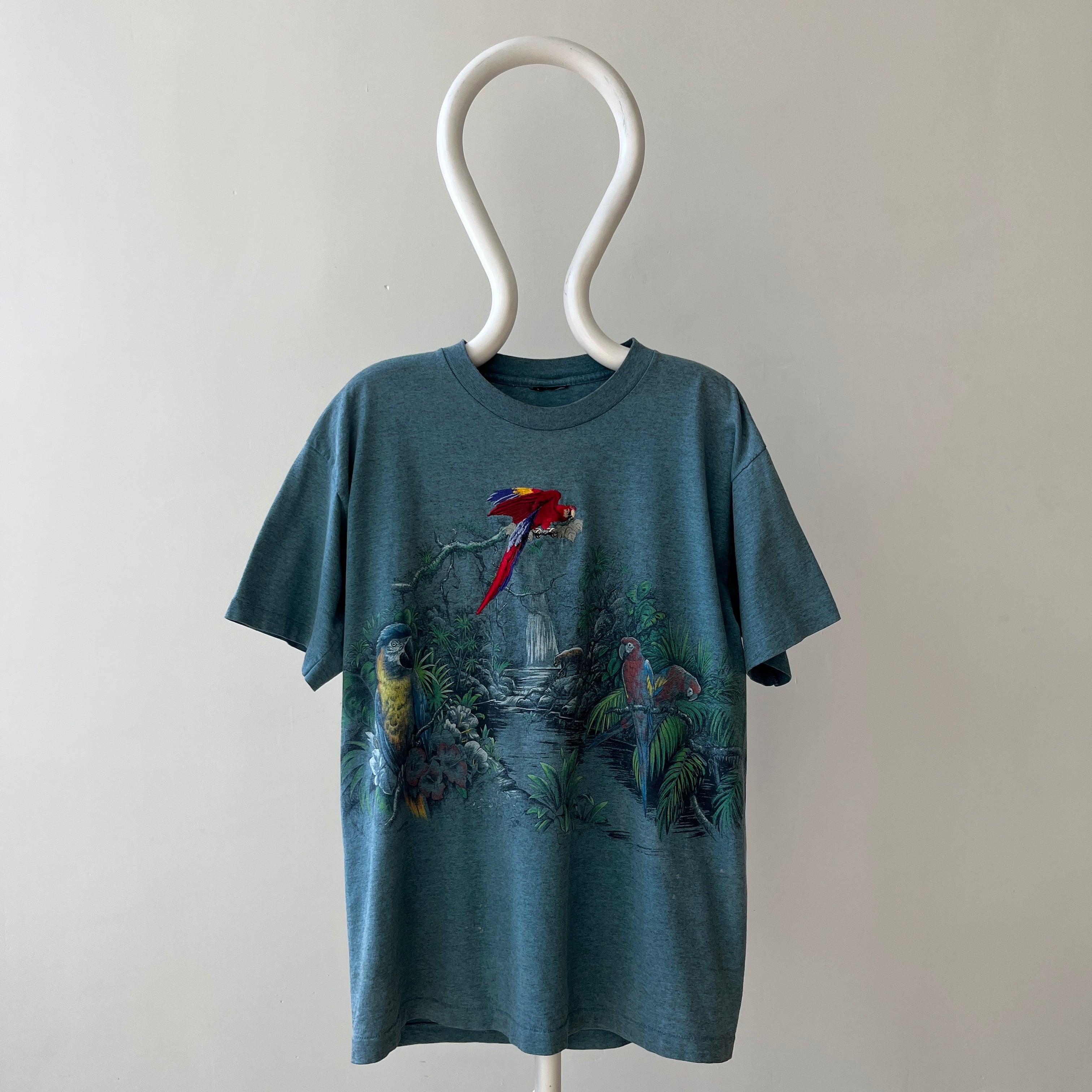 1990s Habitat Embroidered Parrot Rainforest T Shirt