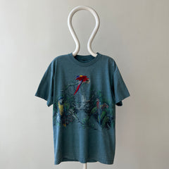 1990s Habitat Embroidered Parrot Rainforest T Shirt