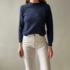 1980s Tattered Torn and Worn Navy Wrangler Sweatshirt - DCQL