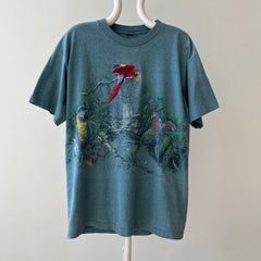 1990s Habitat Embroidered Parrot Rainforest T Shirt