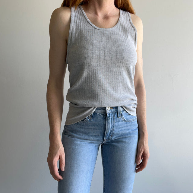 1980s FOTL Gray Ribbed Tank Top